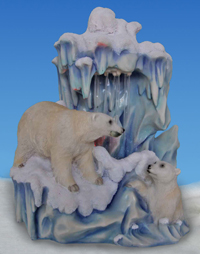 TLB260L   Фонтан декоративный , Семья белых медведей у льдины, подсветка №2  25.8*18.6*31.6CM