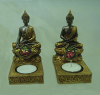 TLH573  Сувенир Индийский будда со свечой, полистоун