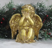 TLH602    Сувенир Ангел, старинное золото НИЧЕГО НЕ ГОВОРЮ,  12x8,5x13,5 см