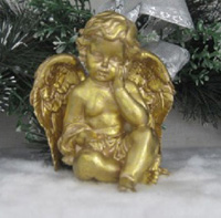 TLH608    Сувенир Ангел, старинное золото МЕЧТАТЕЛЬ №1,  13x9,5x15 см
