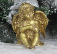 TLH609    Сувенир Ангел, старинное золото МЕЧТАТЕЛЬ №2,  12x9x14 см