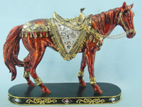 TLQ116     Лошадь с зеркальцами и подвесками, лакированная   H*D*L=21*26*8