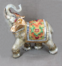 TLQ141     Сувенир Слон с золотыми ушами и мелкими стразами, малый   H*L*W=20*18*9см