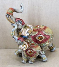 TLQ143     Сувенир Слон с золотыми ушами со слоненком и крупными стразами   H*L*W=16*16*8см