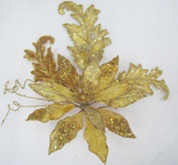 TLN1511      Цветок пуансеттии с античными веточками, цвет золотой  Декорация   Н*L*W=32*28*8