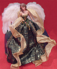 TLN792   Декор  Девушка ангел в изумрудном платье  (Съемные крылья),  41см