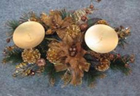 TLN832   Декор   Хвойная Рождественская композиция украшенная бусинками Двойной подсвечник   Н*L*W=40*25*