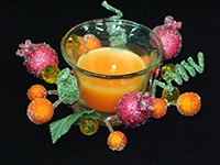 TLV121   HYGR6613orange   Подсвечник со свечой  Засахаренные фрукты, оранжевый
