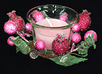 TLV122   HYGR6613pink   Подсвечник со свечой  Засахаренные фрукты розовый
